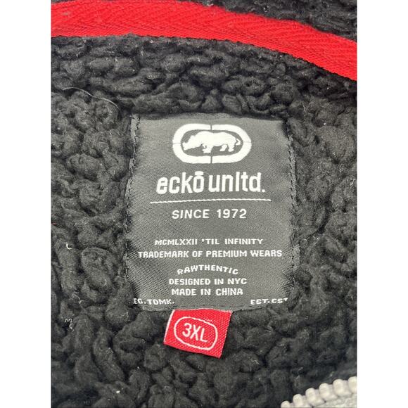 Ecko Unlimited Grey Zippered Hoodie/ Black Logo, Sherpa Lined, Soft, Size 3XL - Picture 7 of 13